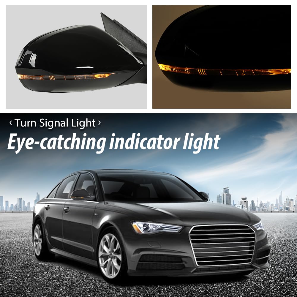 G-PLUS Side Mirror Memory Signal Power Folding Right Passenger Side 12pin Compatible with Audi A6 Premium 2012-2018/Fit Audi S6 2013-2018 128-64021R 4G1857410 4G185750 4G08575 Glossy Black
