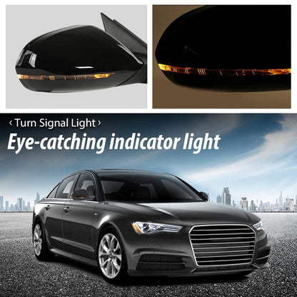 G-PLUS Side Mirror Memory Signal Power Folding Right Passenger Side 12pin Compatible with Audi A6 Premium 2012-2018/Fit Audi S6 2013-2018 128-64021R 4G1857410 4G185750 4G08575 Glossy Black
