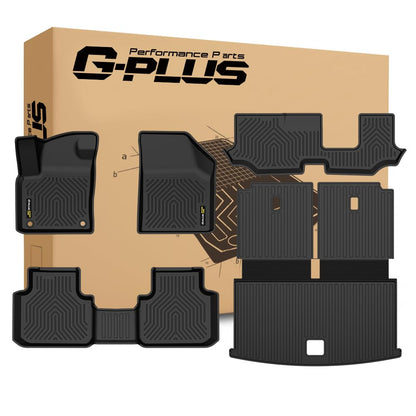 G-PLUS TPE Floor Mats Fit VW Atlas 7 Passenger 2018-2026 1st & 2nd & 3rd Row & Cargo Mat Truck Accessories Cargo Liners All Weather Protection 5PCS Black Alfombras para Carro