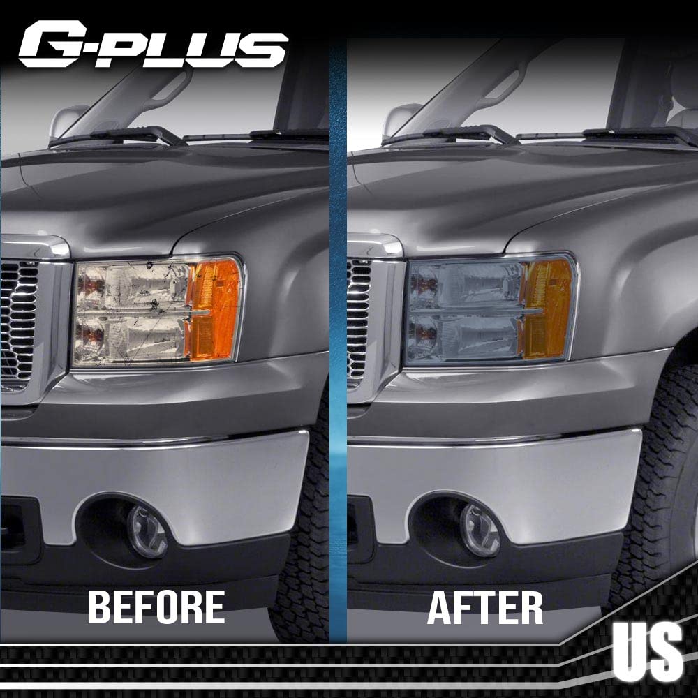 G-PLUS Headlight Lens Cover for GMC Sierra 1500 2500HD 3500HD 2007-2013 Clear Pair Side View