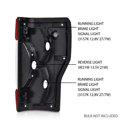 G-PLUS Taillights Rear Compatible with Ford F250 F350 Super Duty 2017-2019 Left Driver Side w/o Bulbs,Taillamps (w/o Blind Spot) Red Lens Chrome Housing Luces TraserasAssembly