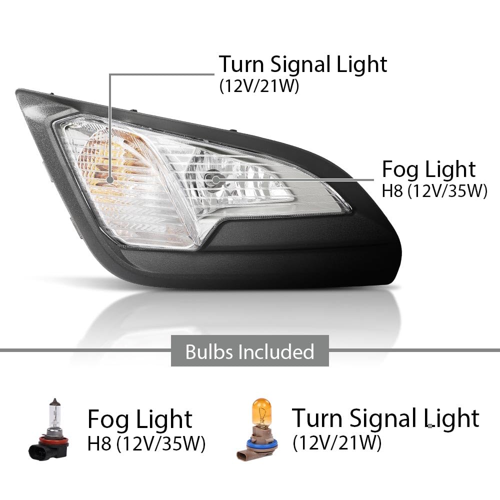 G-PLUS Pair Front Fog Lights & Fog Lamp Cover Bezel Set 4PCS, Compatible with Ford EcoSport 2018-2022, GN1Z15266AA, GN1Z15266AB
