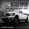 G-PLUS Headlights Assembly w/Bulbs Light Bar Left and Right Side Compatible with Dodge Ram 1500 2006-2008/Fit Dodge Ram 2500 3500 2006-2009 Clear Lens Black Housing Amber Reflector Faro