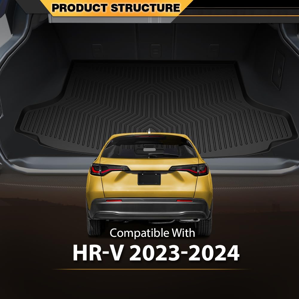 TPE Cargo Liner Mat Compatible with Honda HRV 2023 2024 2025, Black Trunk Mat All Weather Full Cover Protection