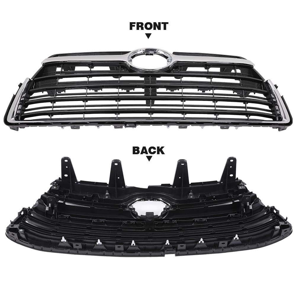 G-PLUS Chrome Front Bumper Upper Grill Grille ABS Compatible with 2014-2016 Toyota Highlander