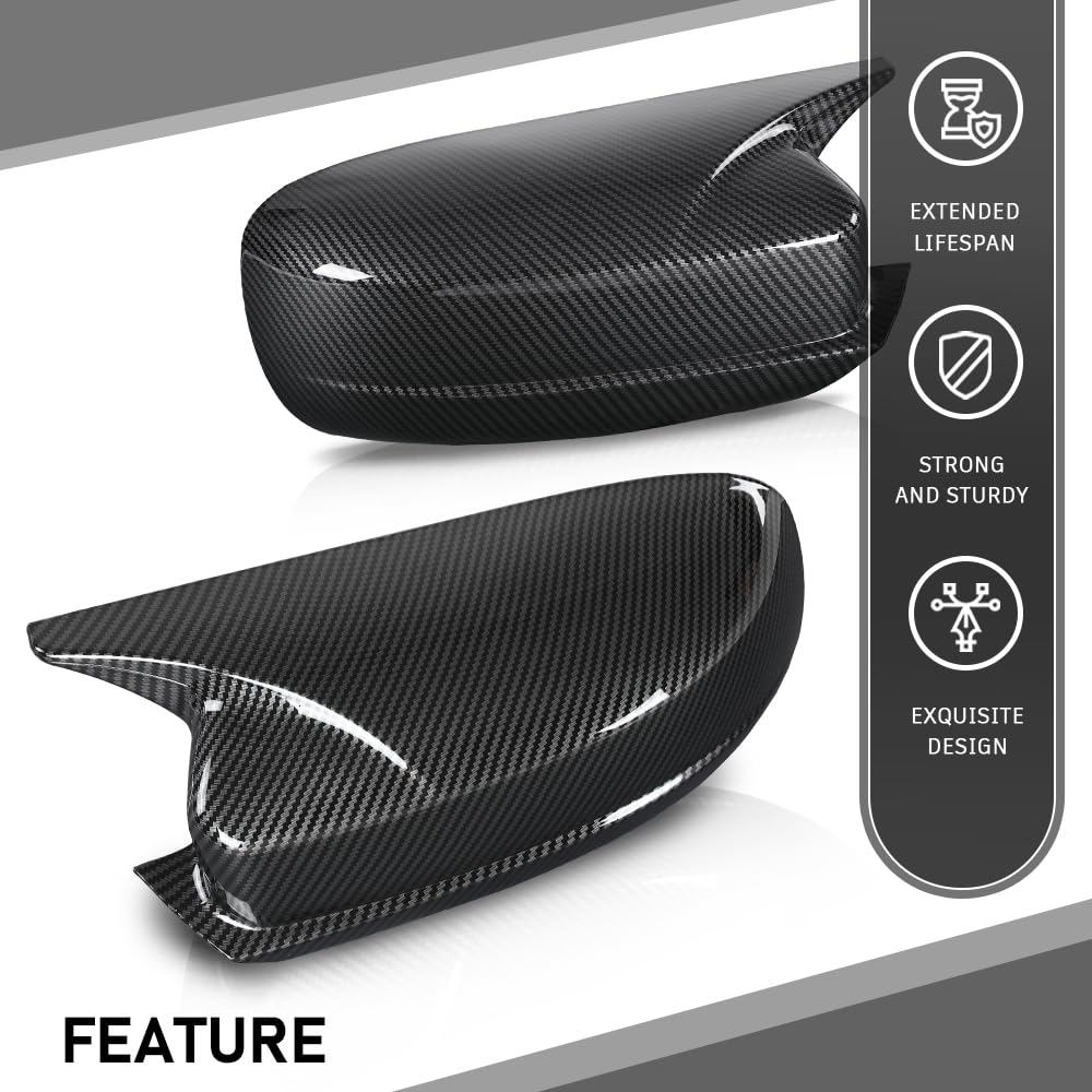 G-PLUS Side Mirror Covers Shell Cap Left and Right Compatible with Dodge Charger SRT 2015-2023 Carbon Fiber