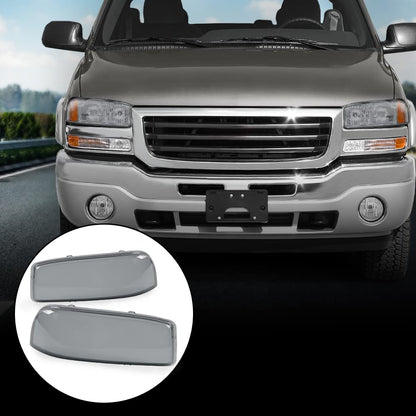 G-PLUS Headlight Bumper Lamps Cover Chrome Smoke Compatible with 1999-2007 GMC Sierra 1500.2001-2007 GMC Sierra 1500/2500 HD/3500 15850352 15850351