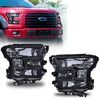 G-PLUS Headlights Assembly, Compatible with 2015 2016 2017 Ford F150 bumper Headlamp, Smoky lens Black Housing Clear Reflector