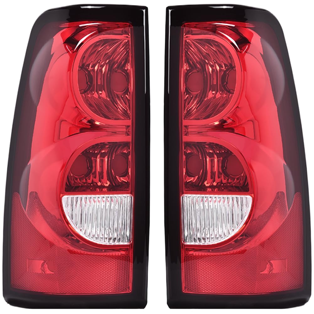 G-PLUS Clear Rear Tail Lights Compatible with 2003 2004 2005 2006 Chevy Silverado Pickup Red GM2800174, GM2801174 luces traseras Luces Traseras Rear Brake Lamps Assembly