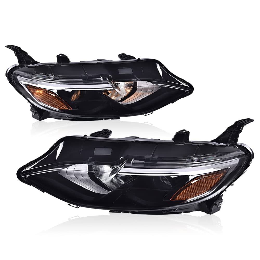 G-PLUS Headlights Assembly Compatible with Chevy Malibu 2019 2020 2021 Headlamps Set Pair Left & Right Front Halogen ‎Clear Lens Black Housing Amber Reflector,faros delanteros