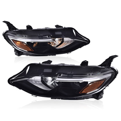 G-PLUS Headlights Assembly Compatible with Chevy Malibu 2019 2020 2021 Headlamps Set Pair Left & Right Front Halogen ‎Clear Lens Black Housing Amber Reflector,faros delanteros