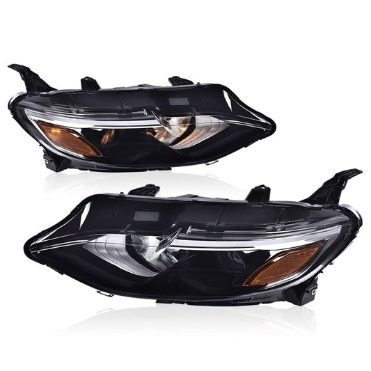 G-PLUS Headlights Assembly Compatible with Chevy Malibu 2019 2020 2021 Headlamps Set Pair Left & Right Front Halogen ‎Clear Lens Black Housing Amber Reflector,faros delanteros