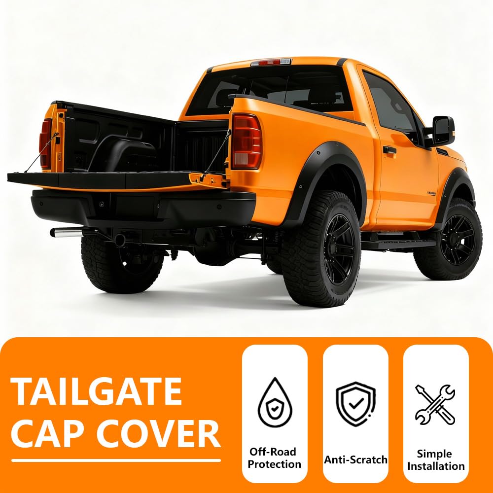 G-PLUS Flexible Step Tailgate Molding Trim Fit Ford F250 F350 2011 2012 2013 2014 2015 2016 Rear Flex Tailgate Cap Cover, 8C3Z9940602EA, 8C3Z-9940602-DA, Black