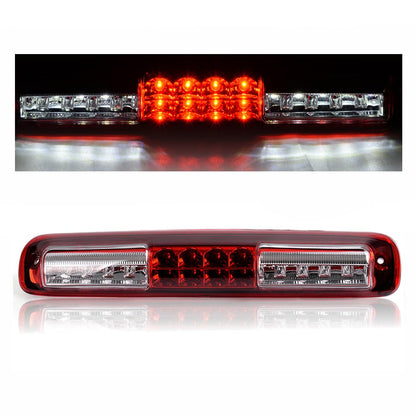 G-PLUS LED 3rd Third Brake Light Compatible With Chevy Silverado GMC Sierra 1500 2500HD 3500 1999-2006,3RD Cargo Tail Lamps Chrome Housing Red & Clear Lens Tersera Luz De Freno