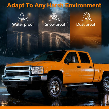 G-PLUS Left Headlights Assembly Compatible with Chevy Silverado 1500 2007-2013/Fit Chevy Silverado 2500 HD 3500 HD 2007-2014 Driver Side Left Headlamp Clear Lens Chrome Housing Amber Reflector