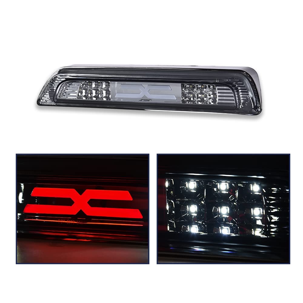 G-PLUS High Mount 3rd Third Brake Light Tail Compatible with 2007-2018 Toyota Tundra LED Rear Stop 81570-0C050 Smoked Lens White Base