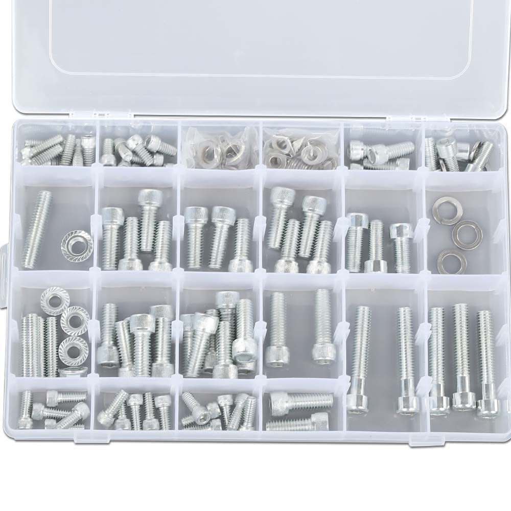 G-PLUS Small Block Stainless Steel Engine Bolt Kit Set Compatible with 265, 283, 302, 305, 327, 350, and 400 SB Chevy Engines w/Headers (NON-EFI)
