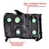 G-PLUS Headlights Assembly Compatible with GMC Sierra 1500 2007-2013 /Fit GMC Sierra 2500HD 3500HD 2007-2014 Headlamps Left and Right Smoky Lens Black Housing Clear Reflector,faros delanteros