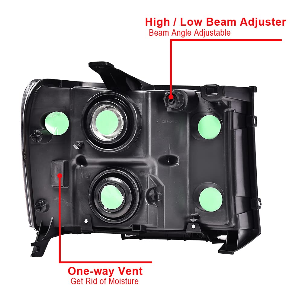 G-PLUS Headlights Assembly Compatible with GMC Sierra 1500 2007-2013 /Fit GMC Sierra 2500HD 3500HD 2007-2014 Headlamps Left and Right Smoky Lens Black Housing Clear Reflector,faros delanteros