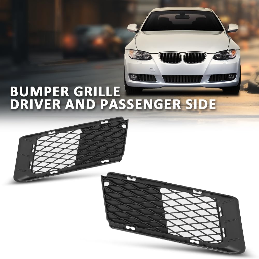 G-PLUS Pair Bumper Grille Compatible with BMW 328i/328xi xDrive Base Coupe 2-Door 2007-2010,BM1036121, BM1036122, 51117154720, 51117154719,BM1036122,51117154720 Black
