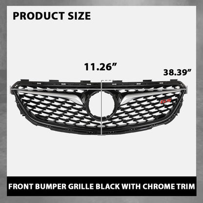 G-PLUS Front Bumper Grille With Chrome Trim Compatible with Buick Regal Sportback 2018-2020 Black