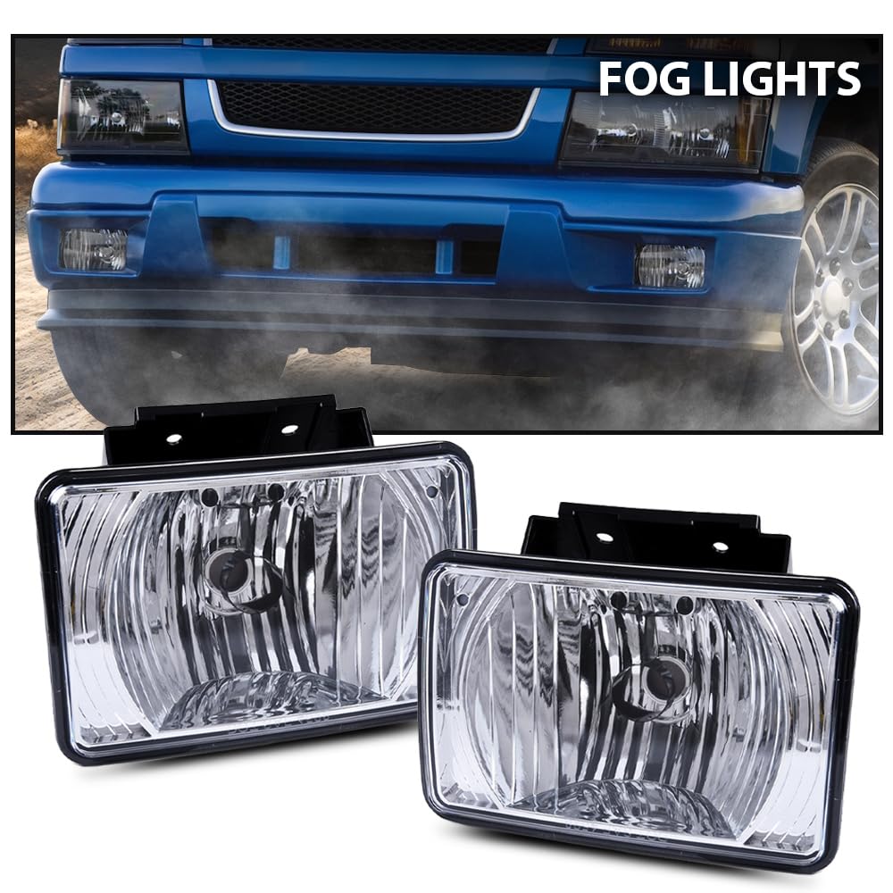 G-PLUS Clear Lens Front Bumper Fog Lights Assembly Compatible With Chevy Colorado/GMC Canyon | 06-08 Isuzu i-Series Clear Driving Fog Lamp Replacement Pair Left+Right