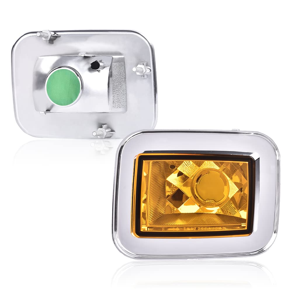 G-PLUS New Front Clear Chrome Parking Signal Light Set Compatible with 2003-2008 Hummer H2/2005-2008 Hummer H2 SUT Amber Lens