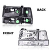 G-PLUS Headlights Fit 1992-1996 Bronco/1992-1996 Ford F150 F250 F350 Super Duty,97 9th Old Body Style Headlamps w/Corner Signal Clear Lens Chrome Housing Clear Reflector,faros delanteros