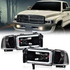 G-PLUS LED Light Strip Headlights w/o Bulbs Fit Dodge Ram 1500 1994-2001/Dodge Ram 2500 3500 1994-2002 Clear Lens Black Housing Clear Reflector Bumper Headlamps,faros delanteros Assembly