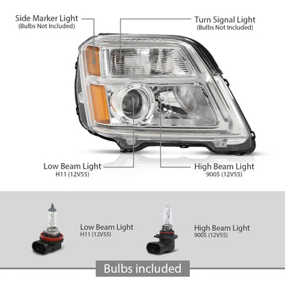 G-PLUS Projector Headlights Left & Right Side Compatible with GMC Terrain (submodel: SLE, SLT) 2010-2015 Not Fit for Denali Models Clear Lens Chrome Housing Bumper Headlamps,faros delanteros