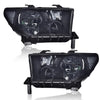 G-PLUS Headlights Assembly, Compatible with Toyota Tundra 2007-2013/Fit Toyota Sequoia 2008-2017 Bumper Headlamps, Smoky Lens Black Housing Clear Reflector,faros delanteros