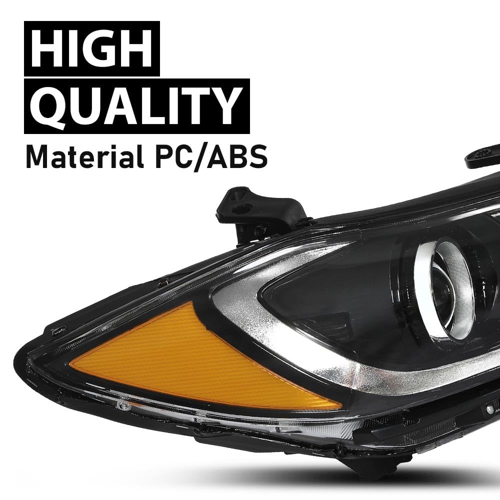 G-PLUS Headlights Compatible with Hyundai Elantra Sedan 2017 2018 Bumper Headlamps Clear Lens Black Housing Amber Reflector Left and Right,faros delanteros