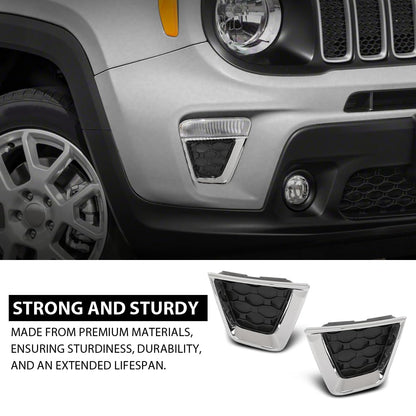 G-PLUS Pair Front Fog Light Covers, Compatible with Jeep Renegade 2019-2023, LH Driver & RH Right 2PCS, 6VP53LXHAA, 6VP55LXHAA