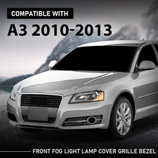 G-PLUS 2PCS Fog Light Covers for Audi A3 2010-2013 Chrome Grille Bezel Front View