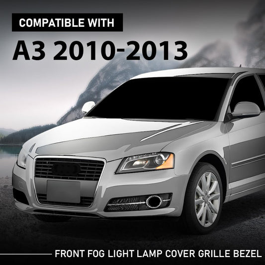 G-PLUS Front Fog Light Lamp Cover Grille Bezel Chrome Left+Right Compatible with Audi A3 2010-2013 8P0807681AA