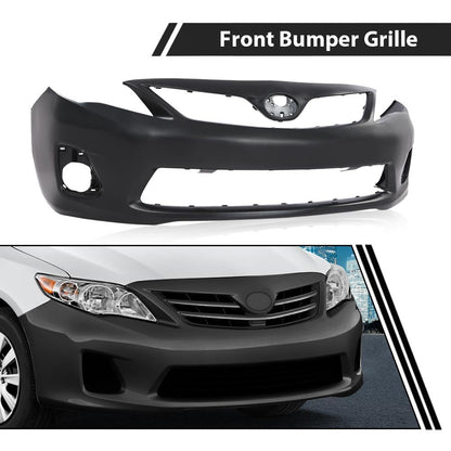 G-PLUS Primed Front Bumper Cover Fascia Compatible with Toyota Corolla Base CE L LE 2011 2012 2013, 5211903901, TO1000372, Black