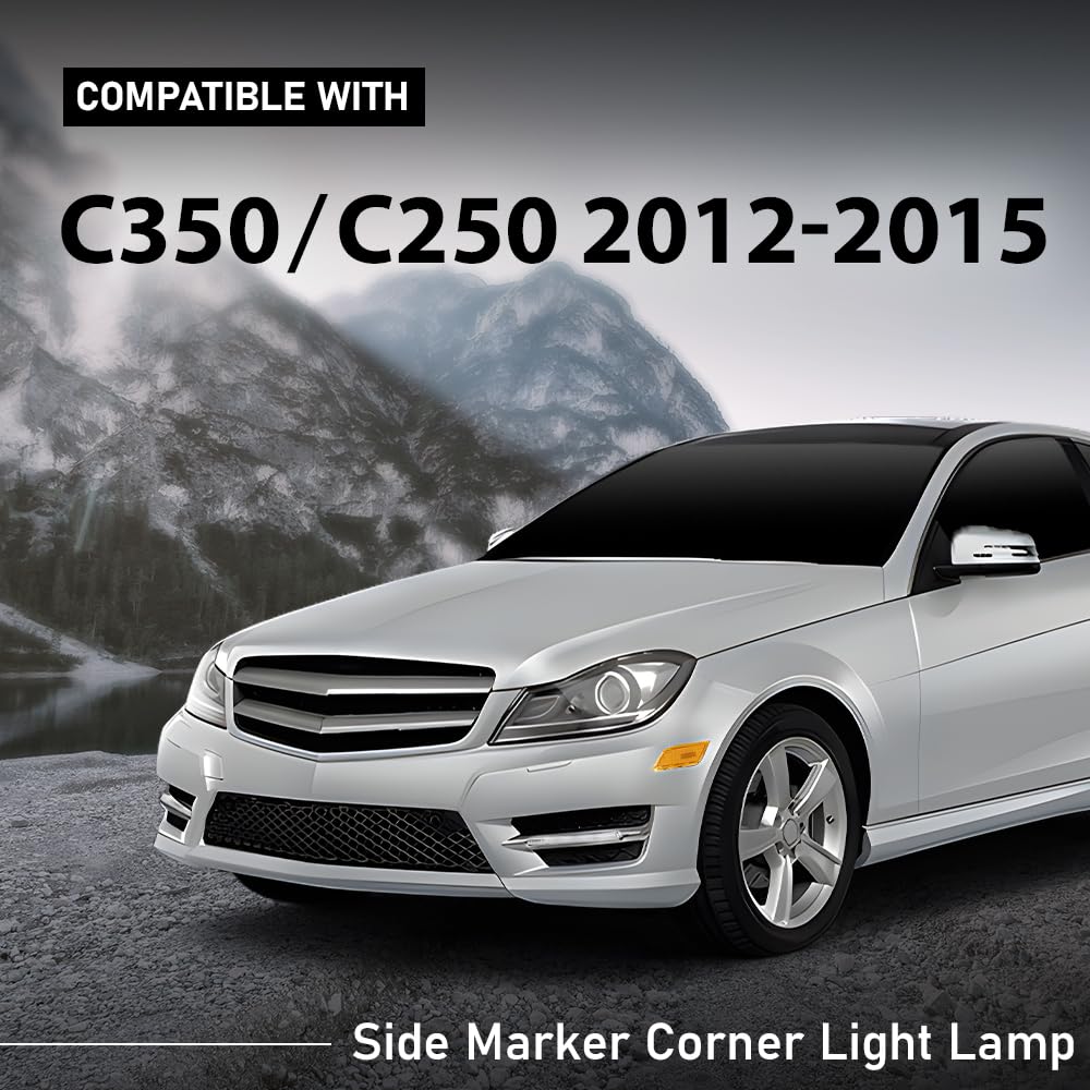 G-PLUS Side Marker Corner Light Lamp Left, Compatible with Benz C250 C300 C350 2012-2015, Driver Side, Amber Lens, 2049067301, MB2550105