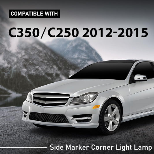 G-PLUS Side Marker Corner Light Lamp Left, Compatible with Benz C250 C300 C350 2012-2015, Driver Side, Amber Lens, 2049067301, MB2550105