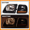 G-PLUS Headlights Assembly,Compatible with Ford F150 1998-2003,Fit Ford Expedition 1997-2002,/Fit Ford F250 1988-1999,Bumper Headlamps faros delanteros,Clear lens Black Housing Amber Reflector