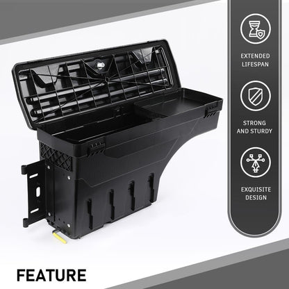G-PLUS Truck Bed Storage Box Tooling Box Case Left Driver Side Compatible with Ford F150 1997 1998 1999 2000 2001 2002 2003 2004 2005 2006 2007 2008 2009 2010 2011 2012 2013 2014 Black