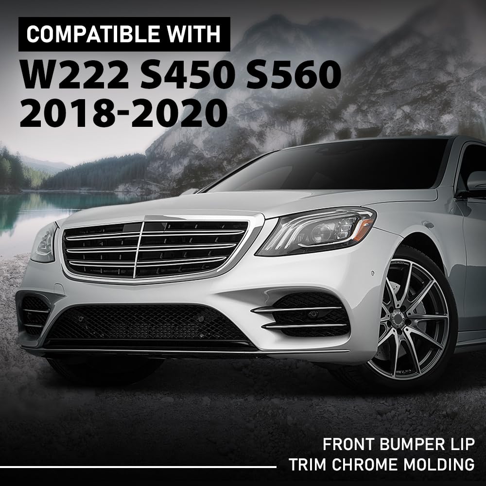 G-PLUS Front Bumper Lip Trim Chrome Molding Left+Right Compatible with Benz W222 S-Class S350 S450 S560 2018-2020 A2228857700
