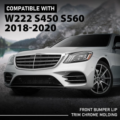 G-PLUS Front Bumper Lip Trim Chrome Molding Left+Right Compatible with Benz W222 S-Class S350 S450 S560 2018-2020 A2228857700