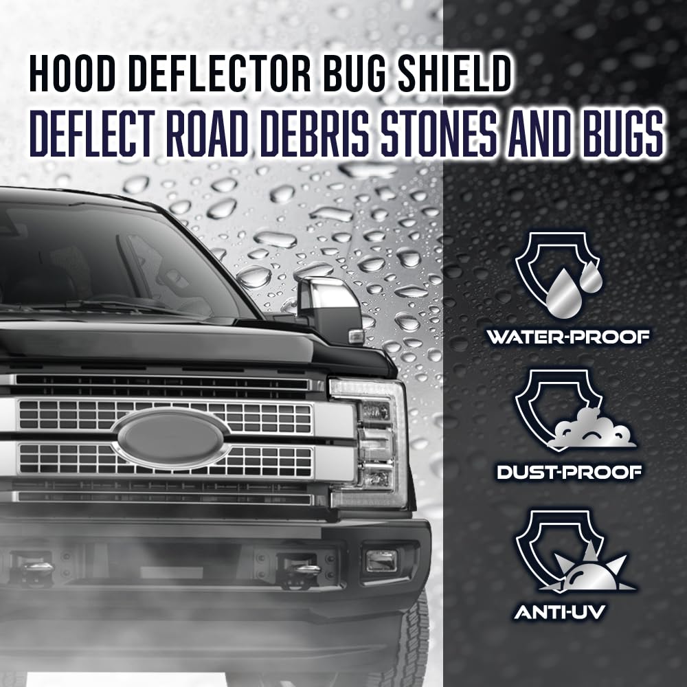 G-PLUS Hood Deflector Compatible with Ford F250 F350 F450 F550 Super Duty 2017 2018 2019, Bug Shield Guard Bonnet Protector, Black