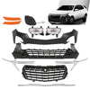 G-PLUS Front Upper + Lower Bumper Cover + Grills + Skid Plate + Fog Light + Tow Hook Compatible with Chevy Equinox 2022 2023 Front Bumper Cover Kit Grilles, Black