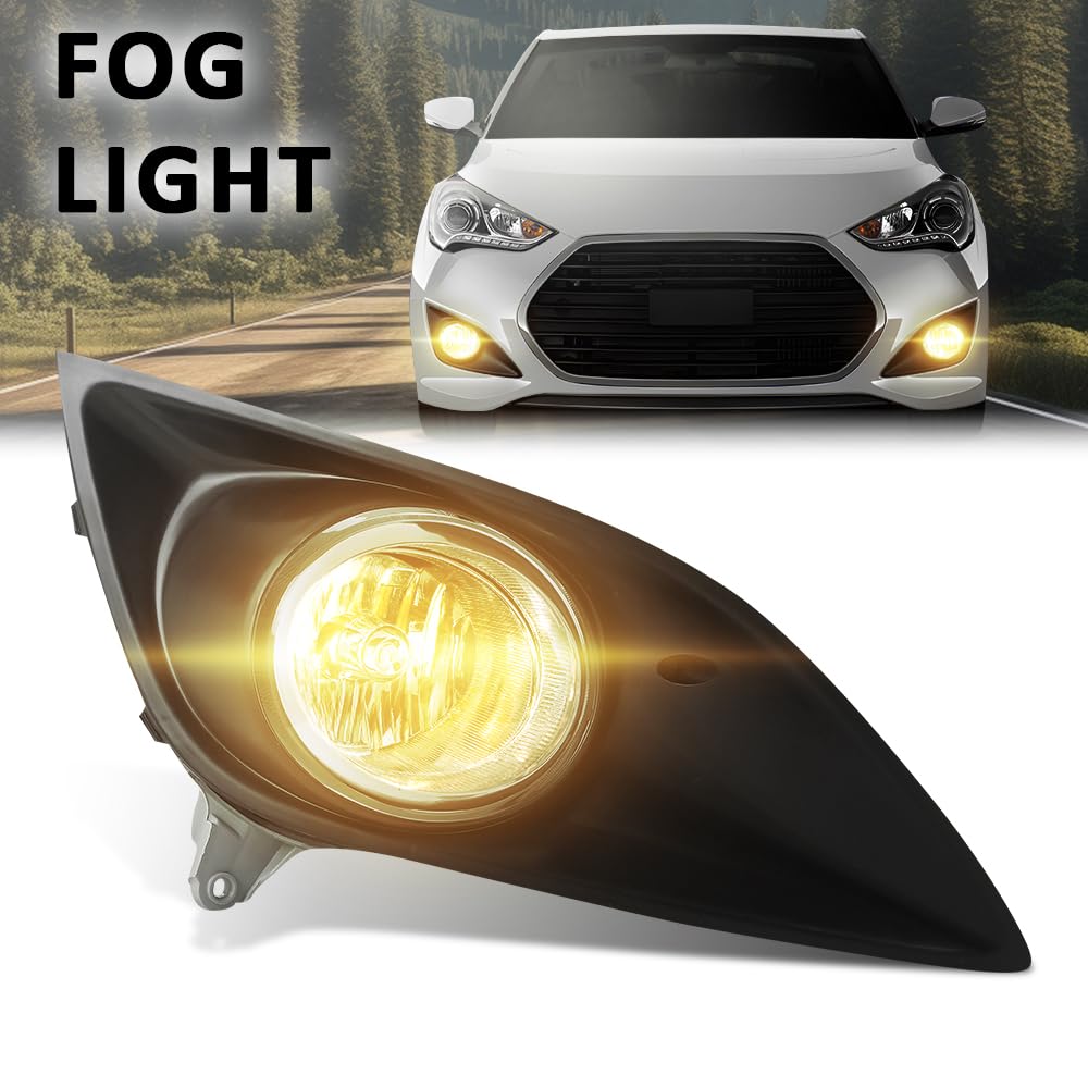 G-PLUS Front Right Fog Light Lamps Assembly, Compatible with Hyundai Veloster Turbo 2013-2016, Passenger Side, 865242V500, 86524 2V500