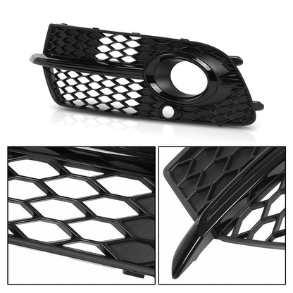 G-PLUS Front Bumper Fog Light Grill Grille Cover Painted with Silver Ring Compatible with Audi SQ5 2013-2017/Fit Audi Q5 S-Line 2013-2017 8R0807681M, 8R0807682J