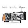 G-PLUS LED Headlights Head Lamps Fit Dodge Ram 1500 1994-2001/Fit Dodge Ram 2500 3500 1994-2002 Left & Right Clear Lens Chrome Housing Amber Reflector Bumper Headlamps w/o Bulbs,faros Assembly