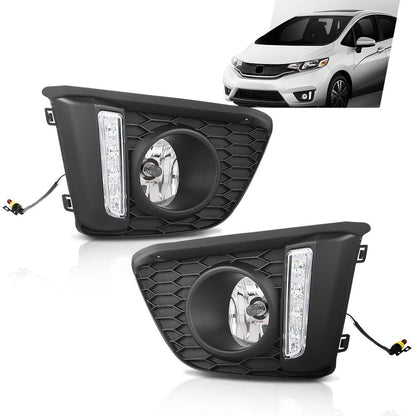 G-PLUS Front Bumper Driving Fog Lights W/Wiring US Left and Right Side Compatible with Honda Hatchback 4-Door 2015 2016 2017 Black