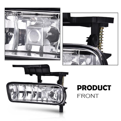 G-PLUS Clear Lens Fog Lights w/Bulbs Fit 1999-2002 GMC Sierra Only (Not fit C3 & Denali),Fit 2000-2006 GMC Yukon/Yukon XL Only (Not fit Denali) Front Bumper Fog Lamp Left and Right Side