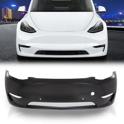 G-PLUS Front Bumper Cover Compatible with Tesla Model Y 2020 2021 2022 2023 w/Park Sensor Hole, 149374500A, 1493736S0A, Black Primed